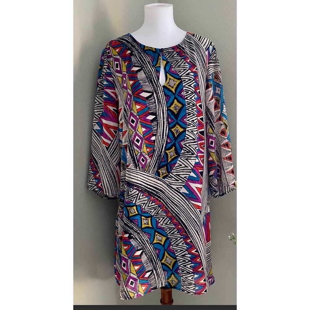 Gibson‎ Latimer Tribal Design Flowing Light Weight Knee Length Shift Dress